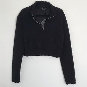 Zaful Half Zip Faux Shearling Teddy Sweater